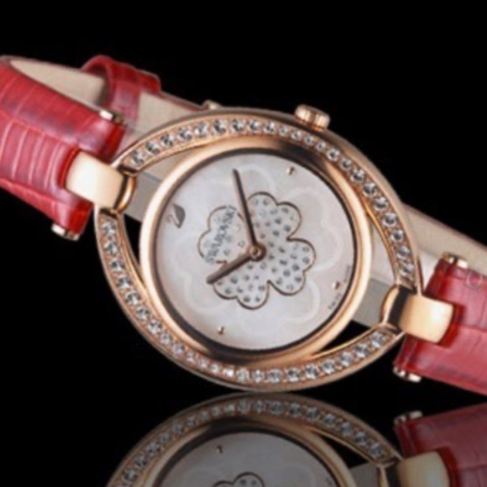 New Swarovski Stella Women's Watch Leather Strap LS Red 29 mm 5421822 - Picture 14 of 17